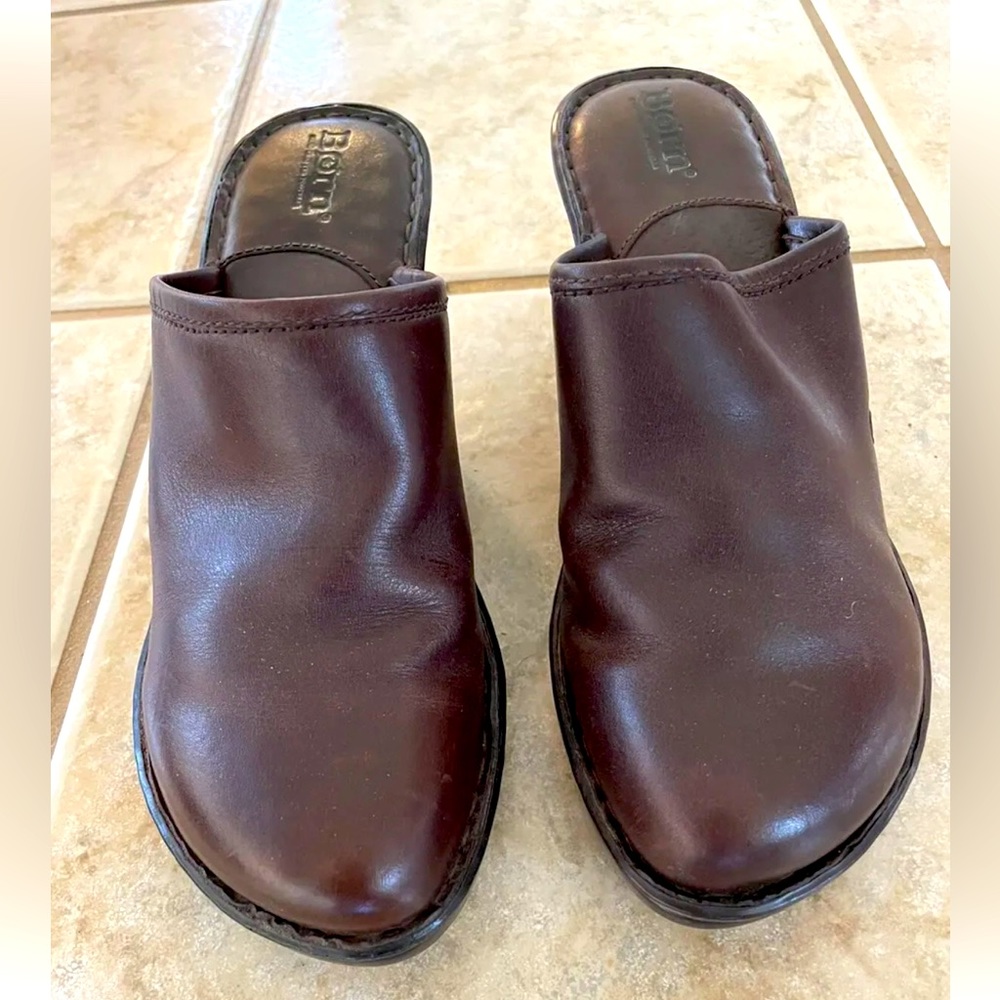 Born Mules Slip On Heels 8M Brown
